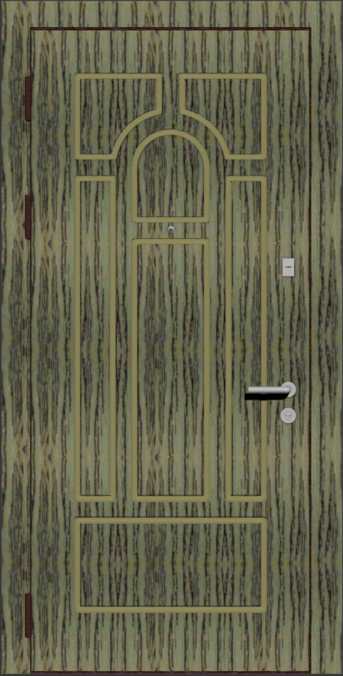 Классическая входная дверь с отделкой шпон дуб и фрезеровкой А1